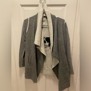 Skull Cashmere  Grey Cardigan/ Poncho Sweater with Skull Back. NWOT size xs